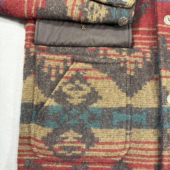 JACKET BARN WOOL AZTEC MEN LRG  L.L. Bean  Coat 90s Southwest Tribal Chore Ranch - Picture 12 of 13